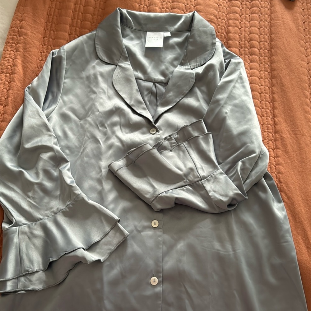 Plum Pretty Sugar silk pjs. Worn once for morning of wedding.